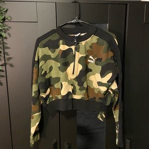 Puma cropped quarter-zip sweater